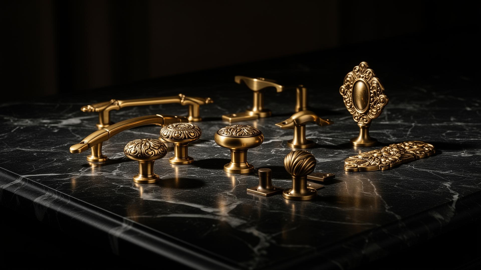 Sculptural brass door handle